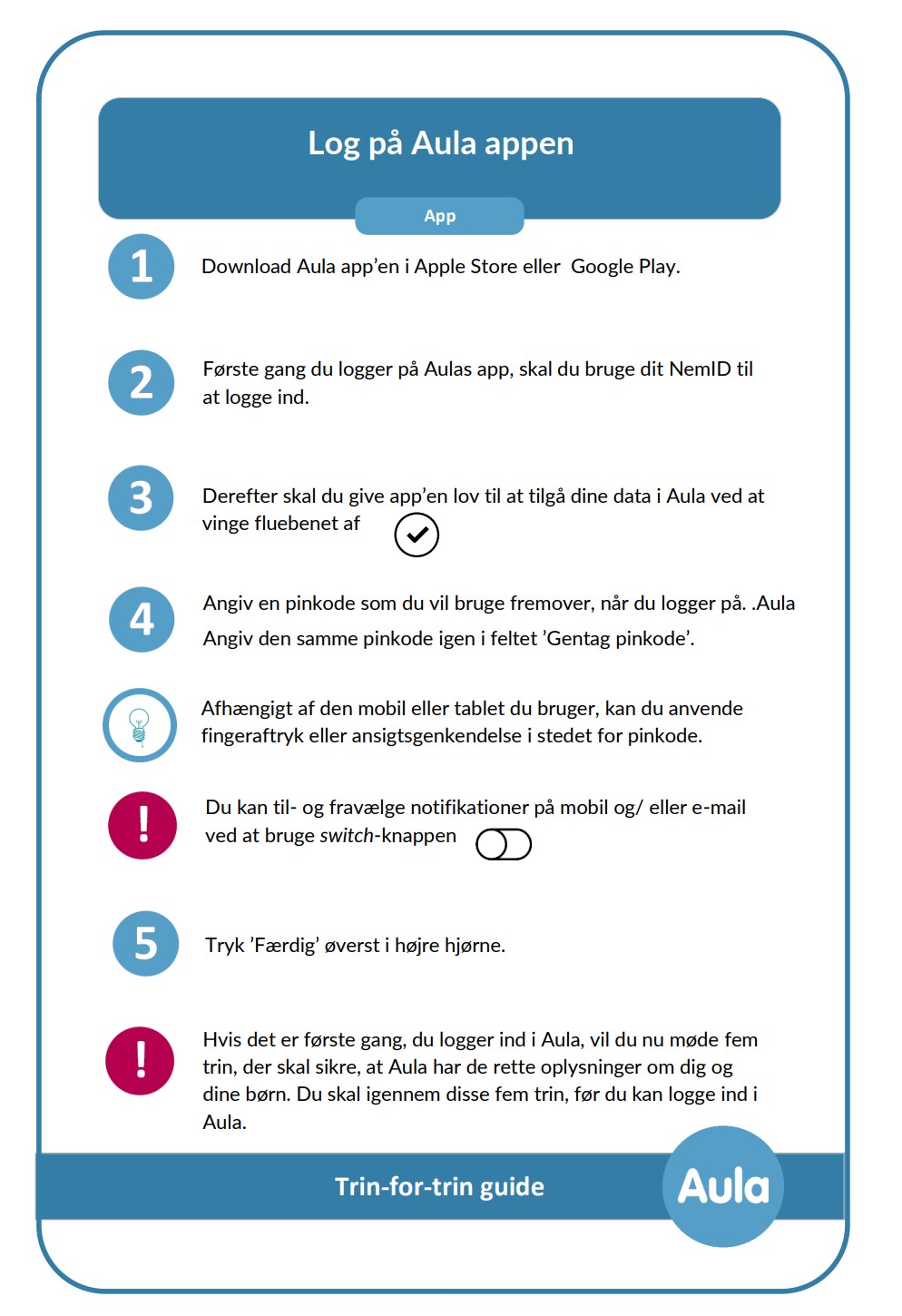 Første gang du logger på Aula app